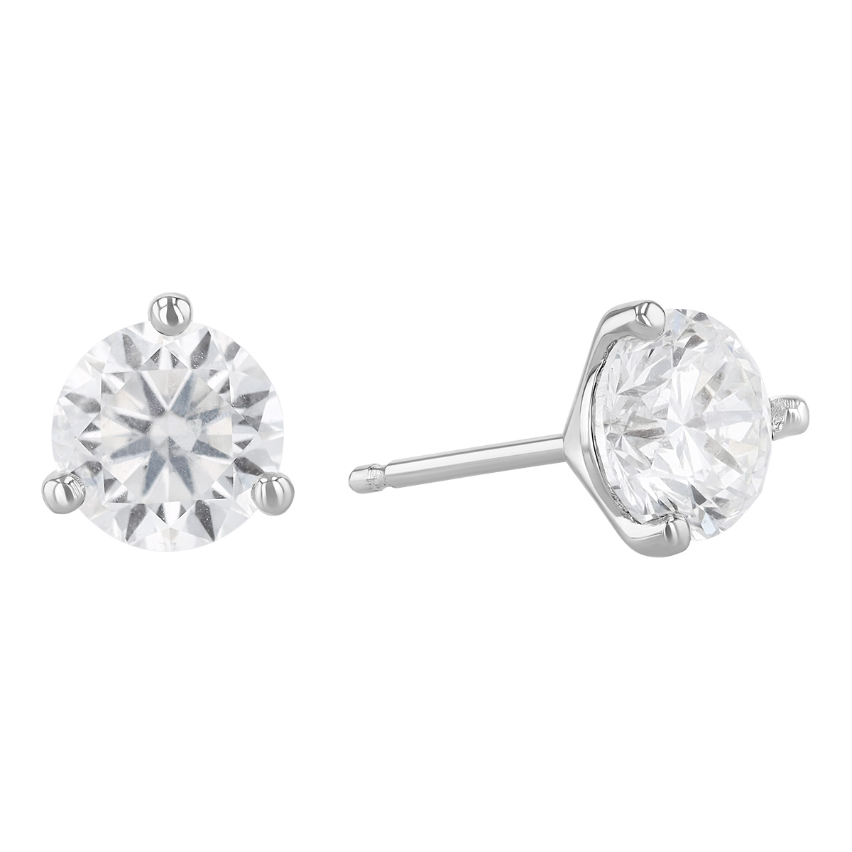 Round Diamond Stud Earrings in 18K White Gold, GH/SI, 1.65 cttw