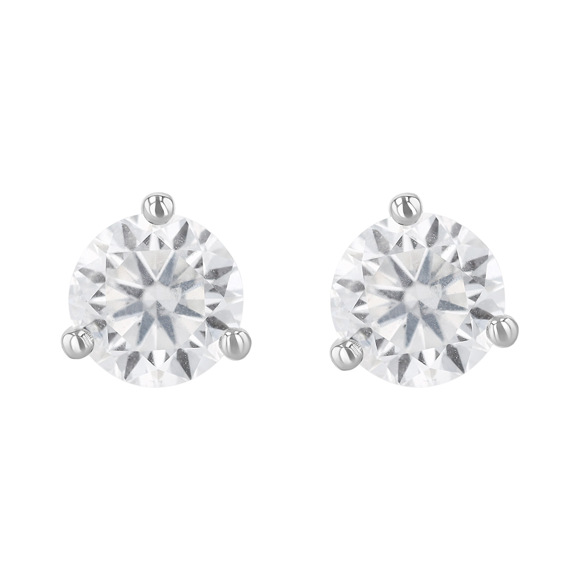 Round Diamond Stud Earrings in 18K White Gold, GH/SI, 1.65 cttw