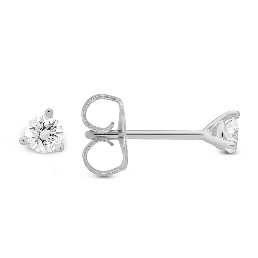 Round Diamond Stud Earrings in White Gold, 0.25cttw