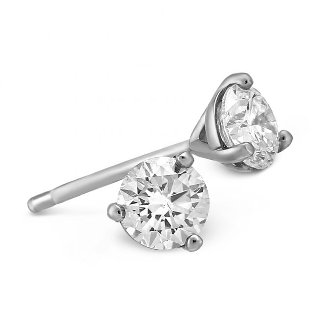 Round Diamond Stud Earrings in White Gold, 0.85cttw