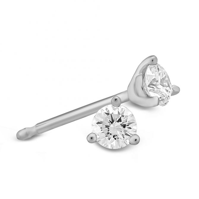 Round Diamond Stud Earrings in 18K White Gold, LM/I1, .25 cttw