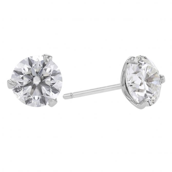 Rahaminov Round Diamond Stud Earrings in White Gold, 3.02 cttw