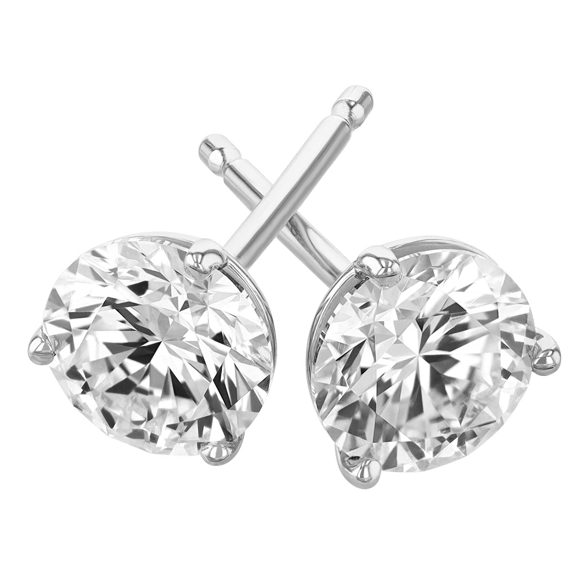 Kalahari Dream Diamond Round Stud Earrings in White Gold, 1 cttw
