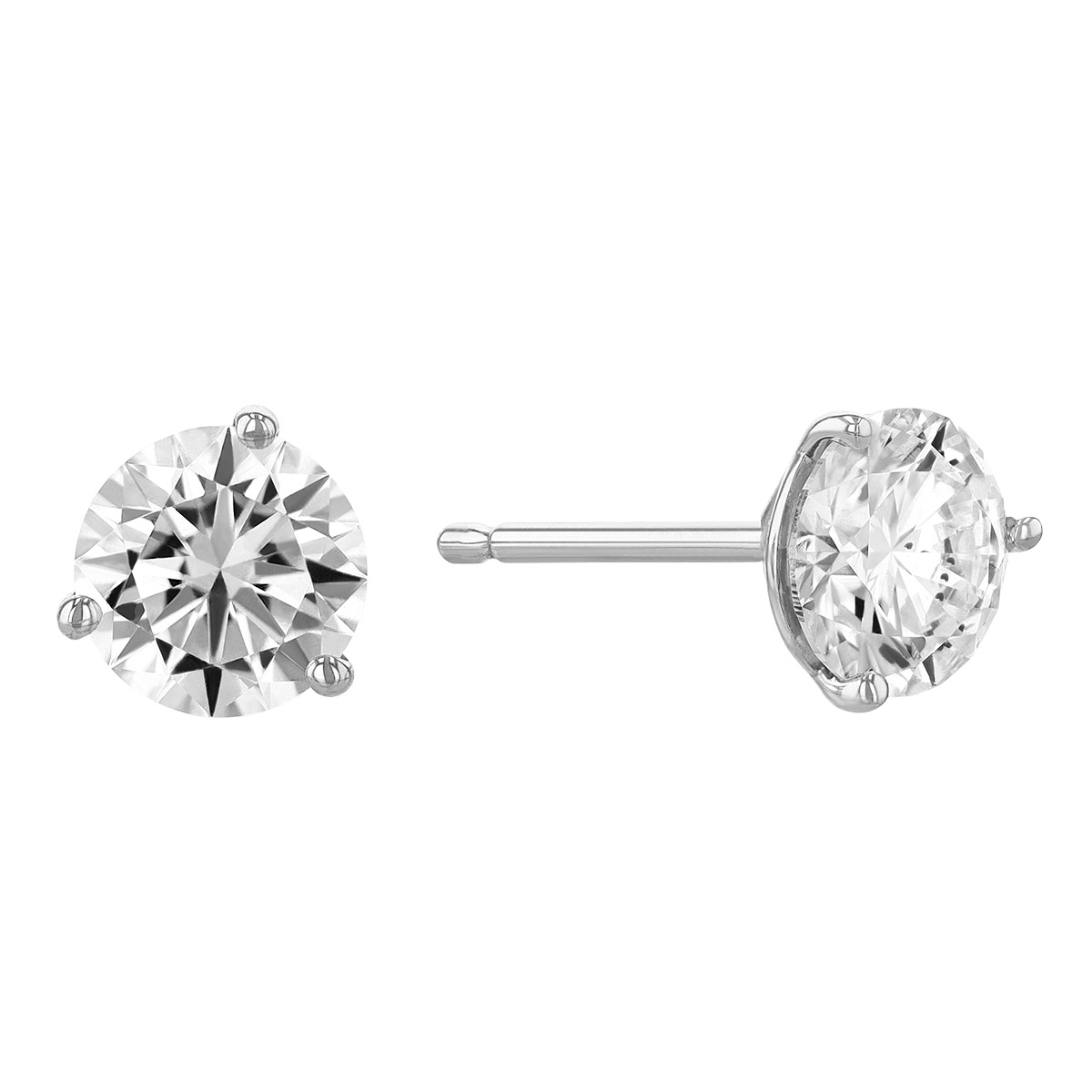 Kalahari Dream Diamond Round Stud Earrings in White Gold, 1 cttw