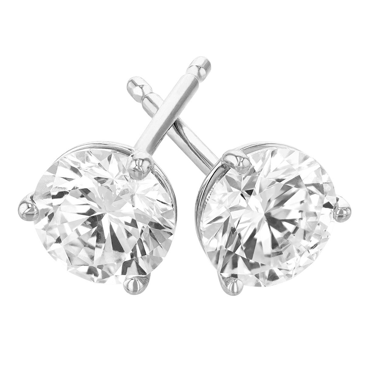 Kalahari Dream Diamond Round Stud Earrings in White Gold, 1 cttw