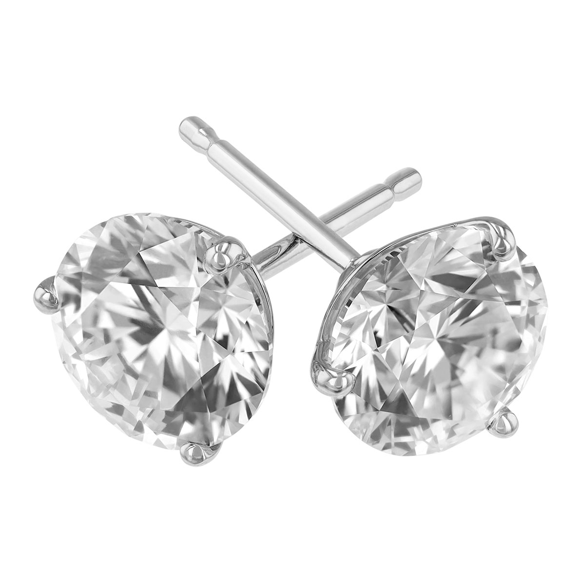 Kalahari Dream Diamond Round Stud Earrings in White Gold, 2 cttw