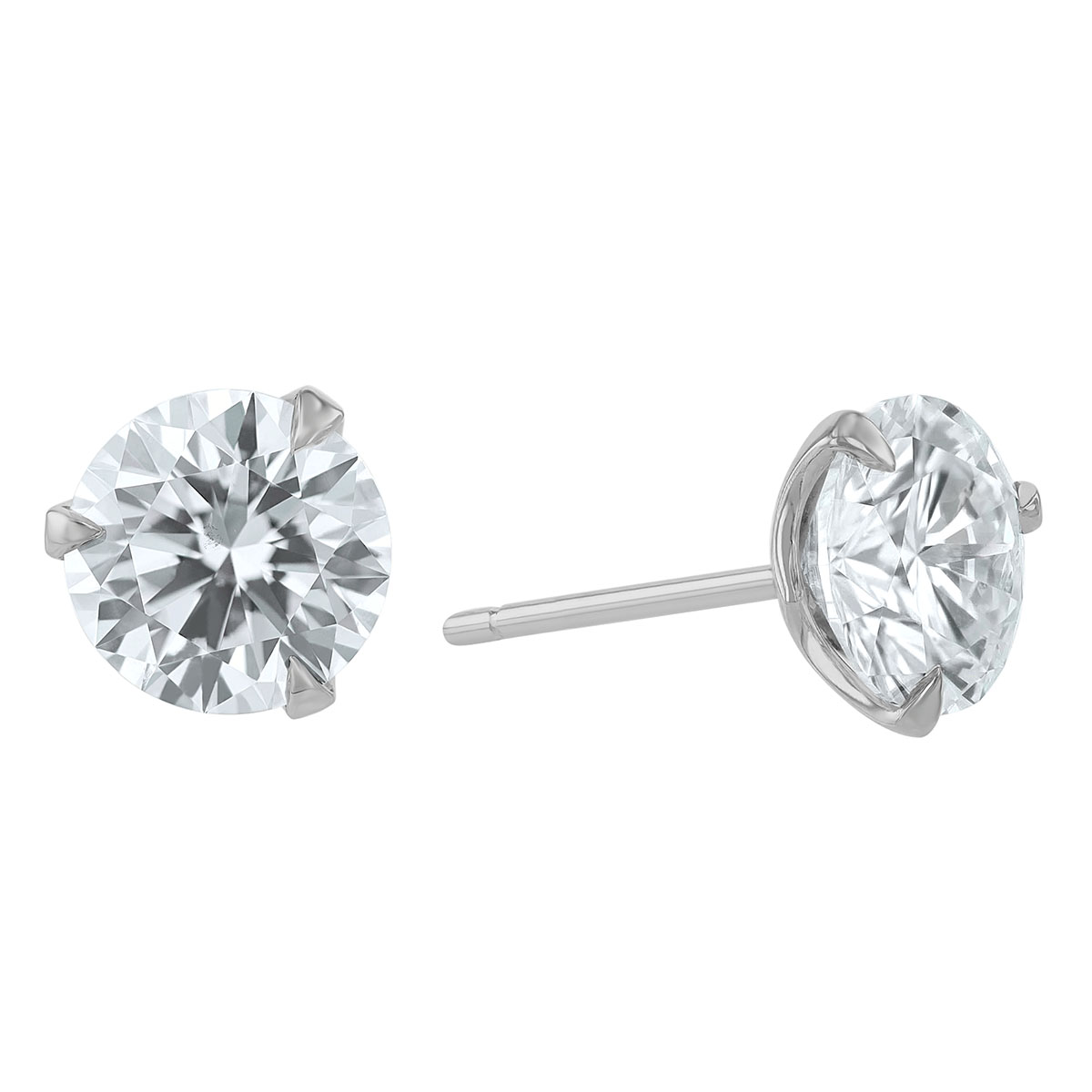 Rahaminov Round Diamond Stud Earrings in White Gold, 4.07 cttw