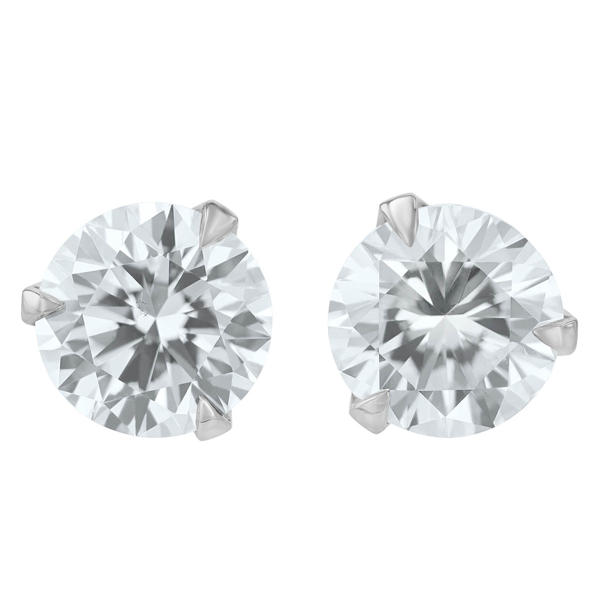 Rahaminov Round Diamond Stud Earrings in White Gold, 4.07 cttw