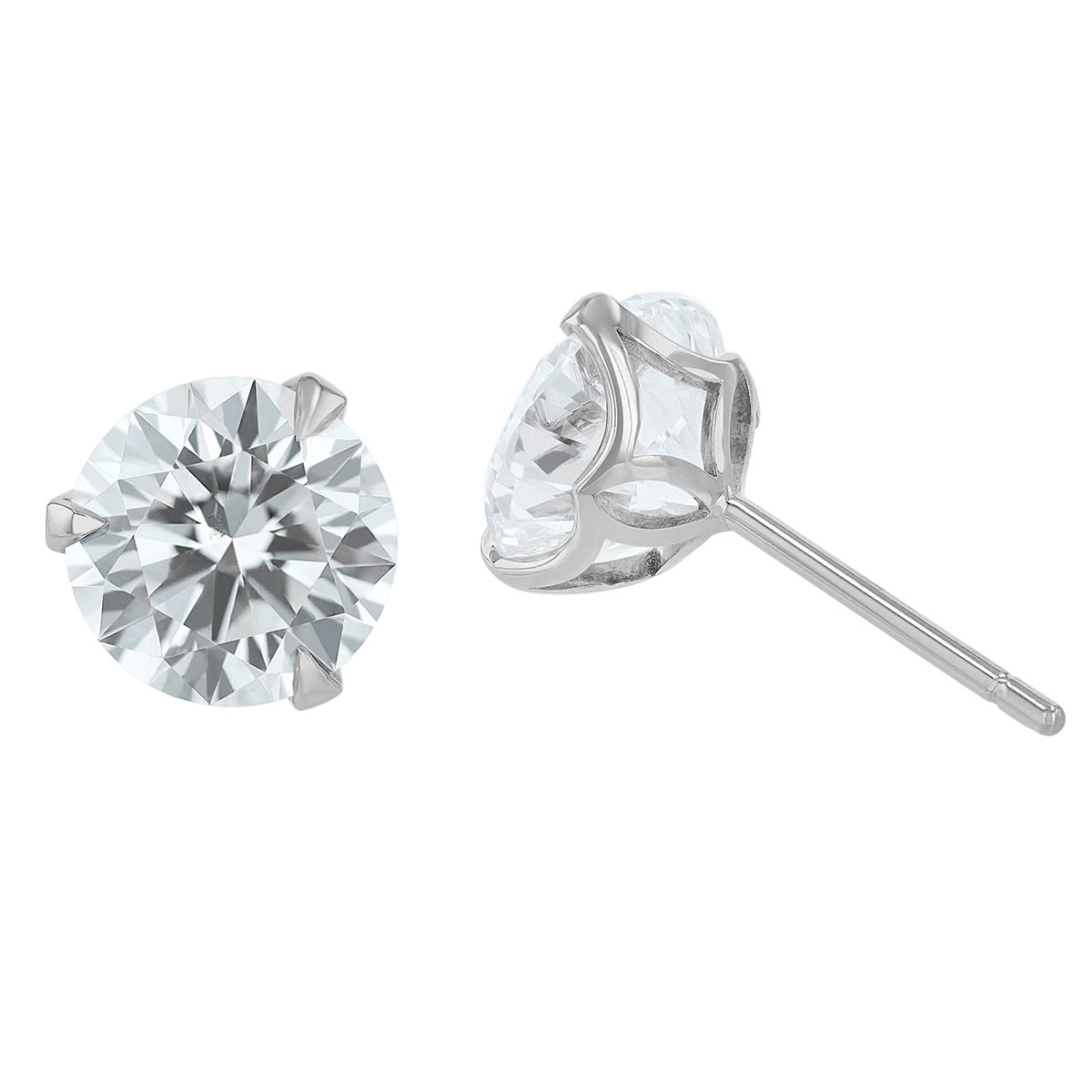 Rahaminov Round Diamond Stud Earrings in White Gold, 4.07 cttw