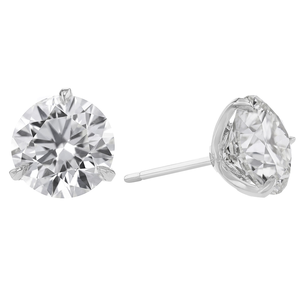 Rahaminov Round Diamond Stud Earrings in White Gold, 6.14 cttw