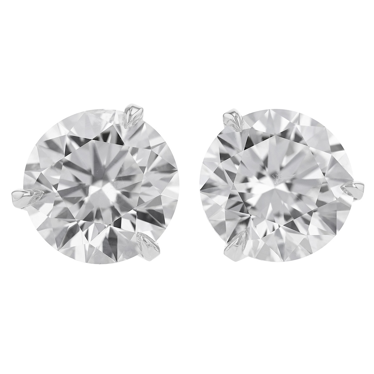 Rahaminov Round Diamond Stud Earrings in White Gold, 6.14 cttw