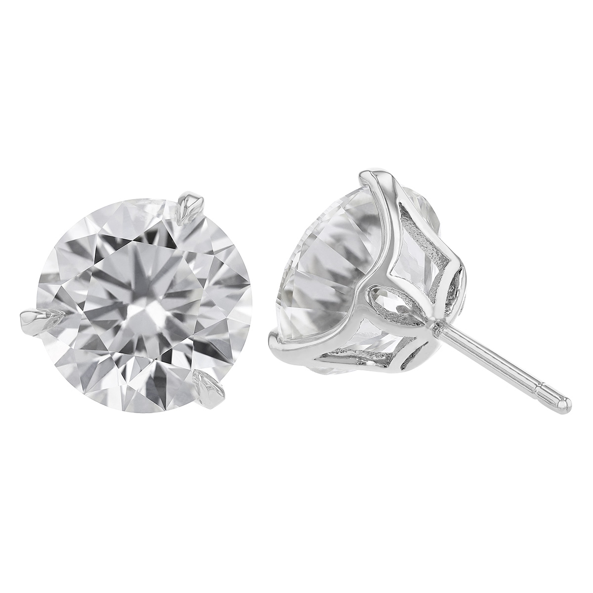 Rahaminov Round Diamond Stud Earrings in White Gold, 6.14 cttw
