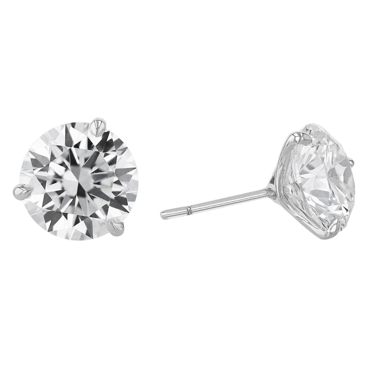 Rahaminov Round Diamond Stud Earrings in White Gold, 6.11 cttw