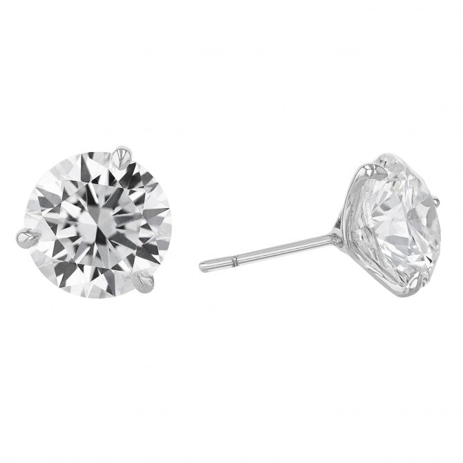 Rahaminov Round Diamond Stud Earrings in White Gold, 6.11 cttw