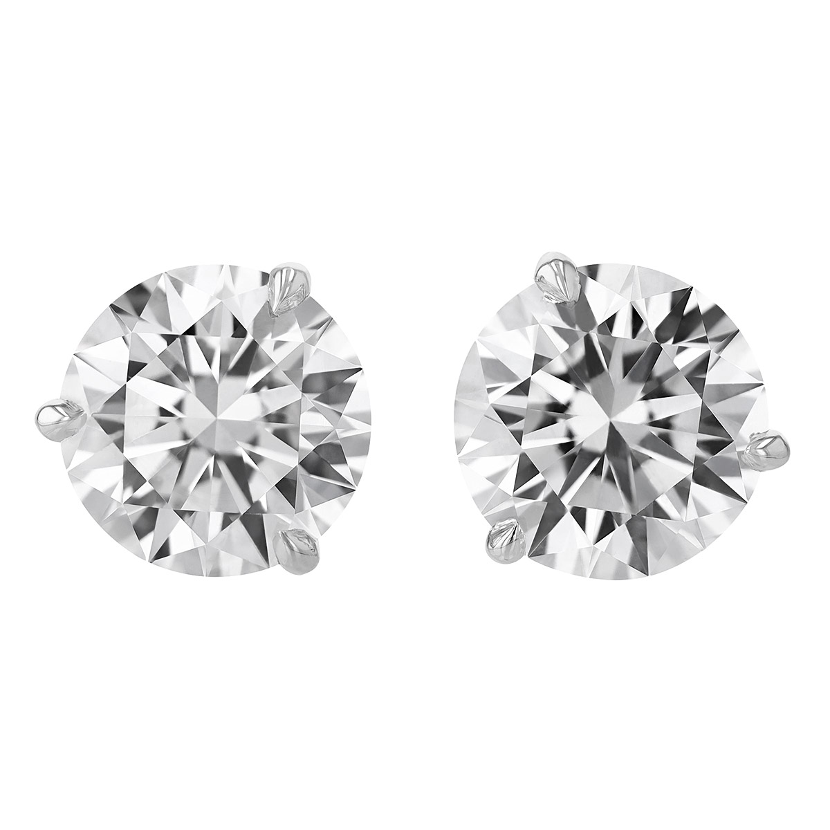 Rahaminov Round Diamond Stud Earrings in White Gold, 6.11 cttw