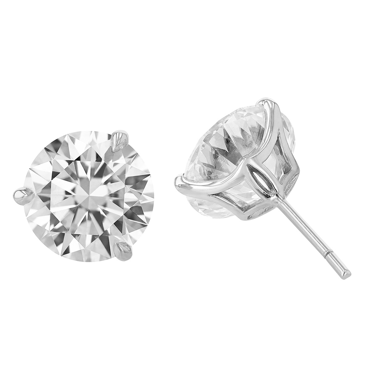 Rahaminov Round Diamond Stud Earrings in White Gold, 6.11 cttw
