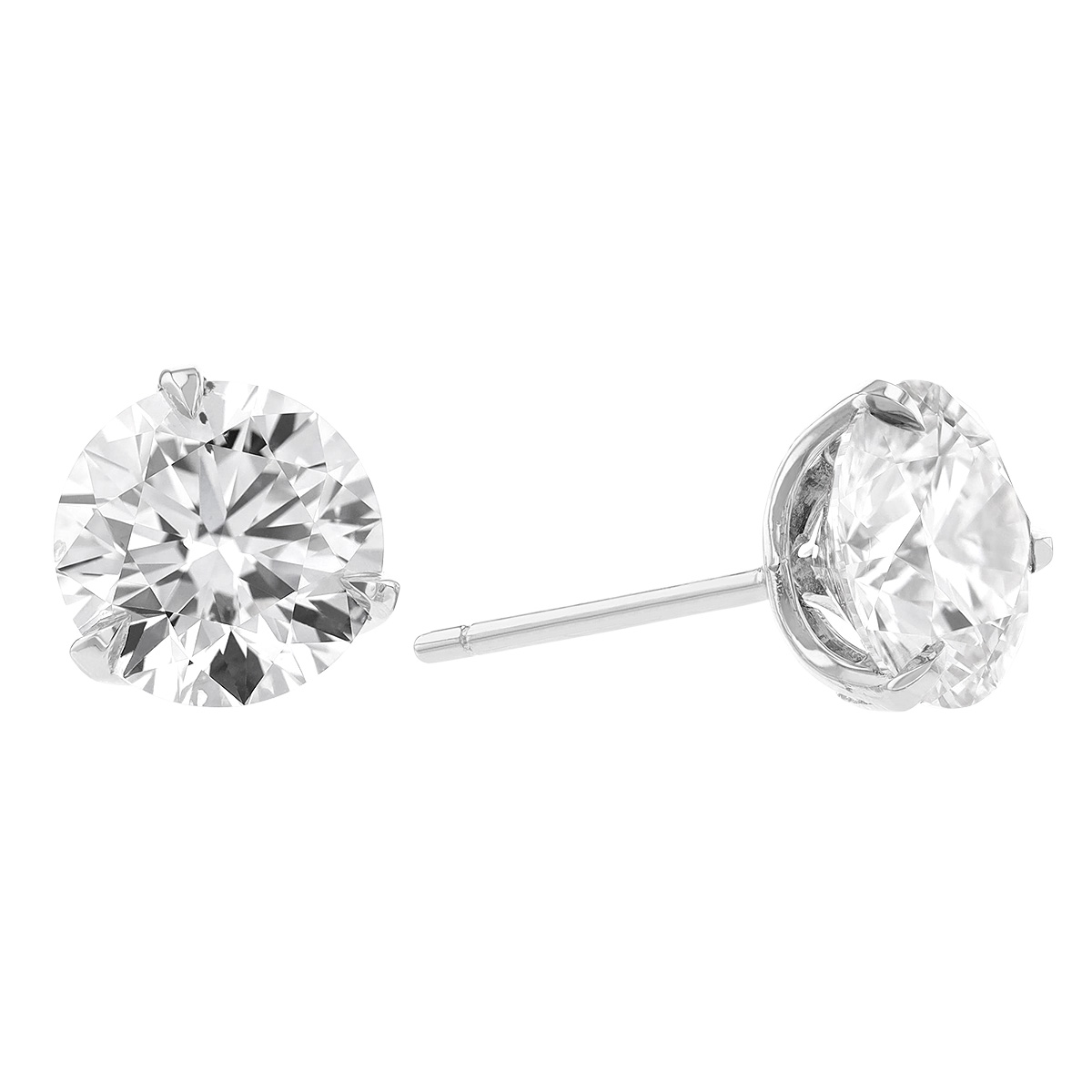 Rahaminov Round Diamond Stud Earrings in White Gold, 4.09 cttw