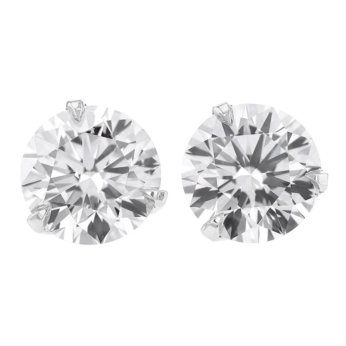 Rahaminov Round Diamond Stud Earrings in White Gold, 4.09 cttw