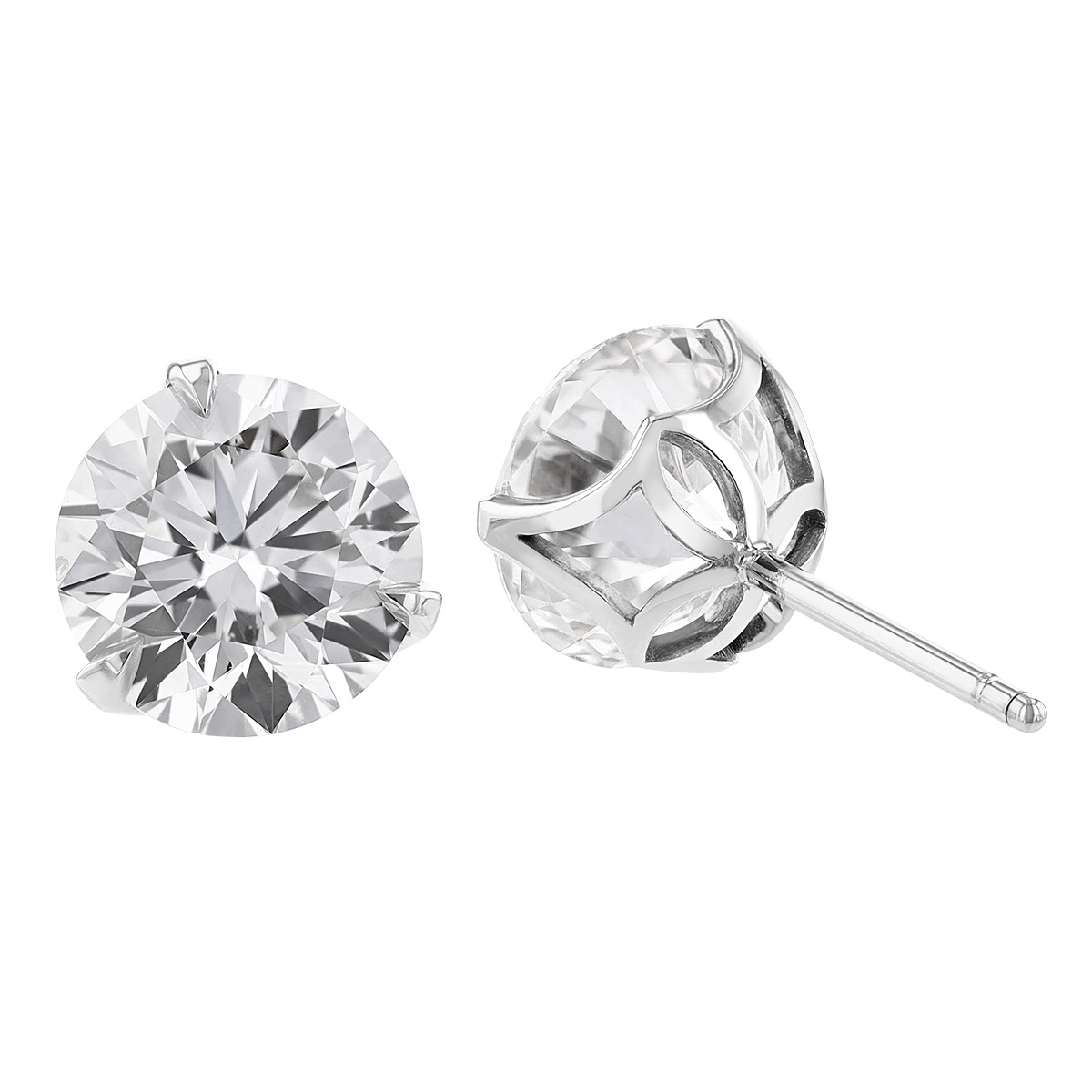 Rahaminov Round Diamond Stud Earrings in White Gold, 4.09 cttw