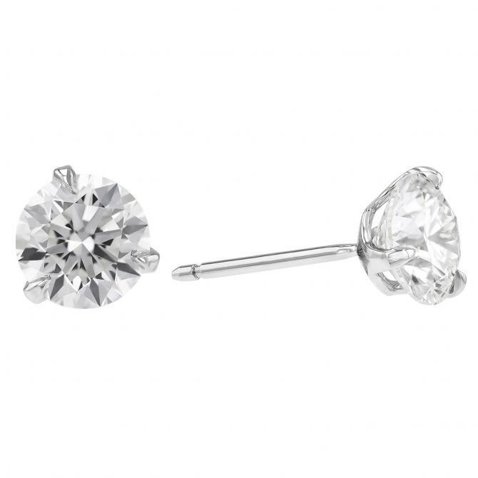 Rahaminov Round Diamond Stud Earrings in White Gold, 2.60 cttw