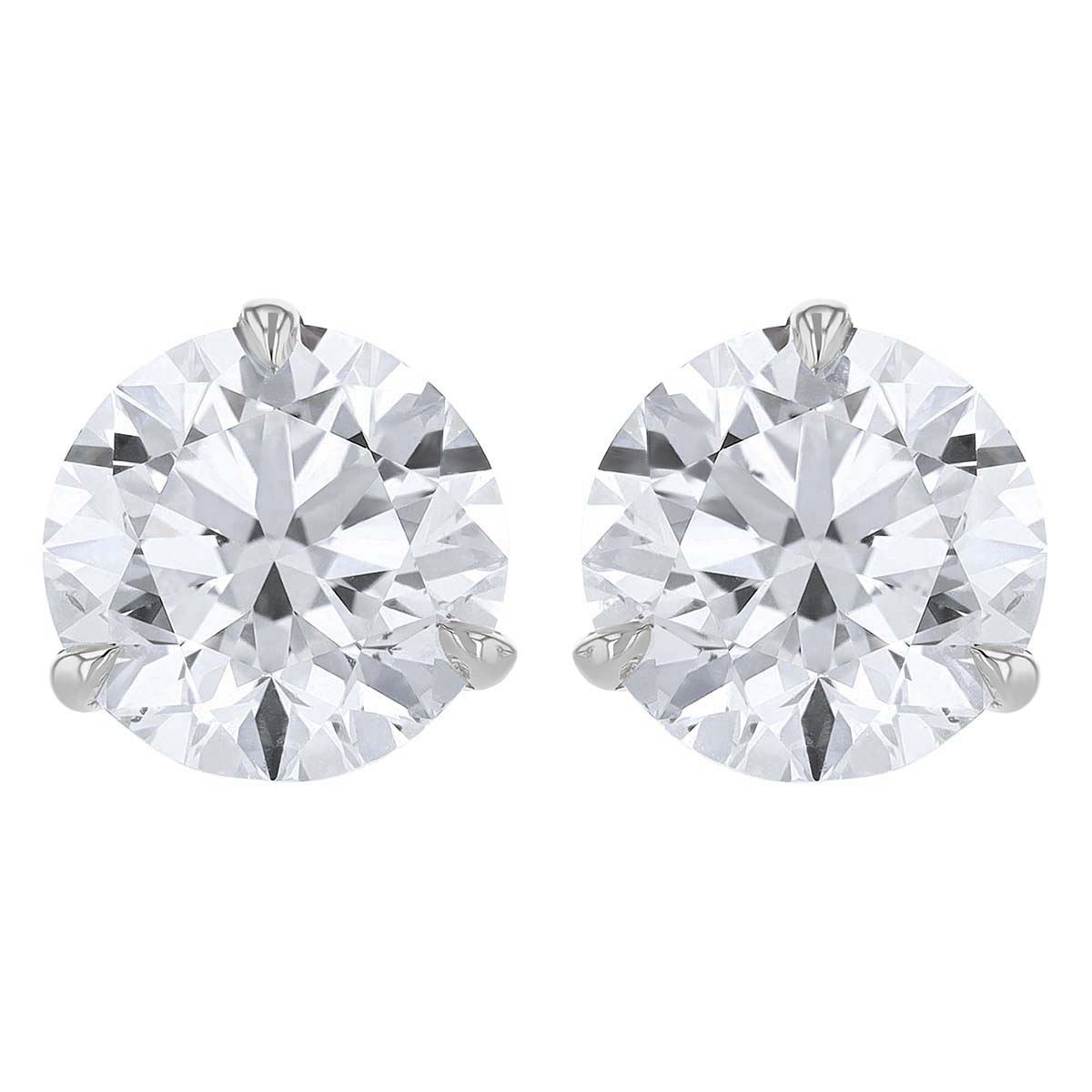 Rahaminov Round Diamond Stud Earrings in White Gold, 7.00 cttw