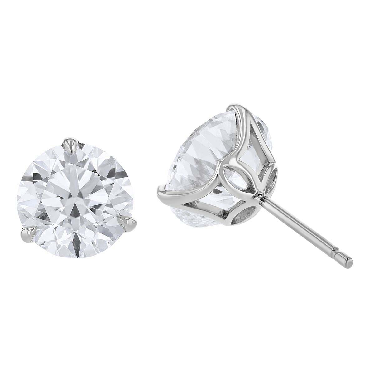 Rahaminov Round Diamond Stud Earrings in White Gold, 7.00 cttw