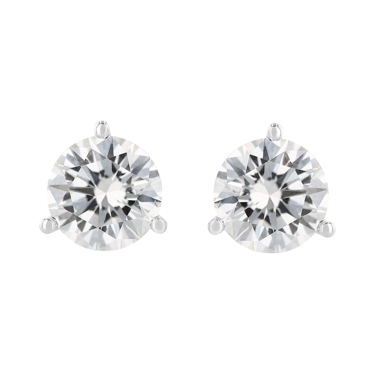 Round Diamond Stud Earrings in 18K White Gold, KL/SI2-I1, 3.64 cttw