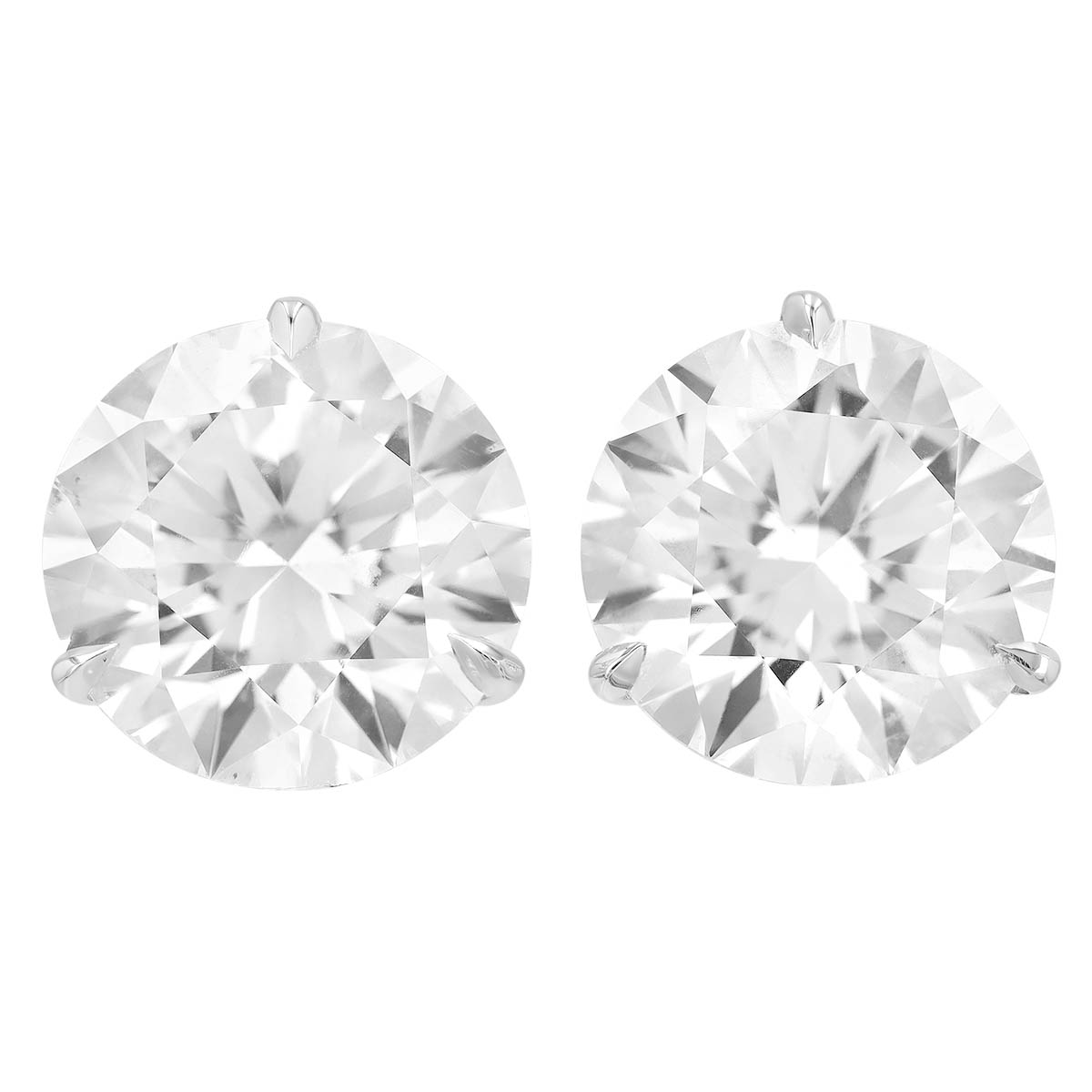 Rahaminov Round Diamond Stud Earrings in White Gold, 8.21 cttw
