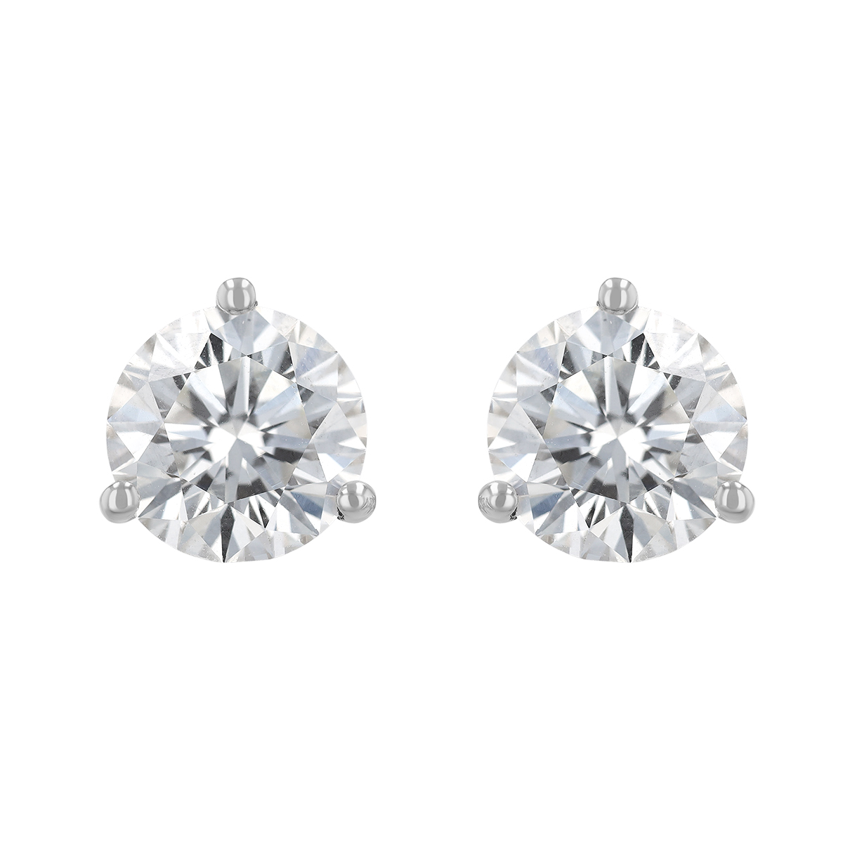 Round Diamond Stud Earrings in Platinum, I/SI1, 3.91 cttw