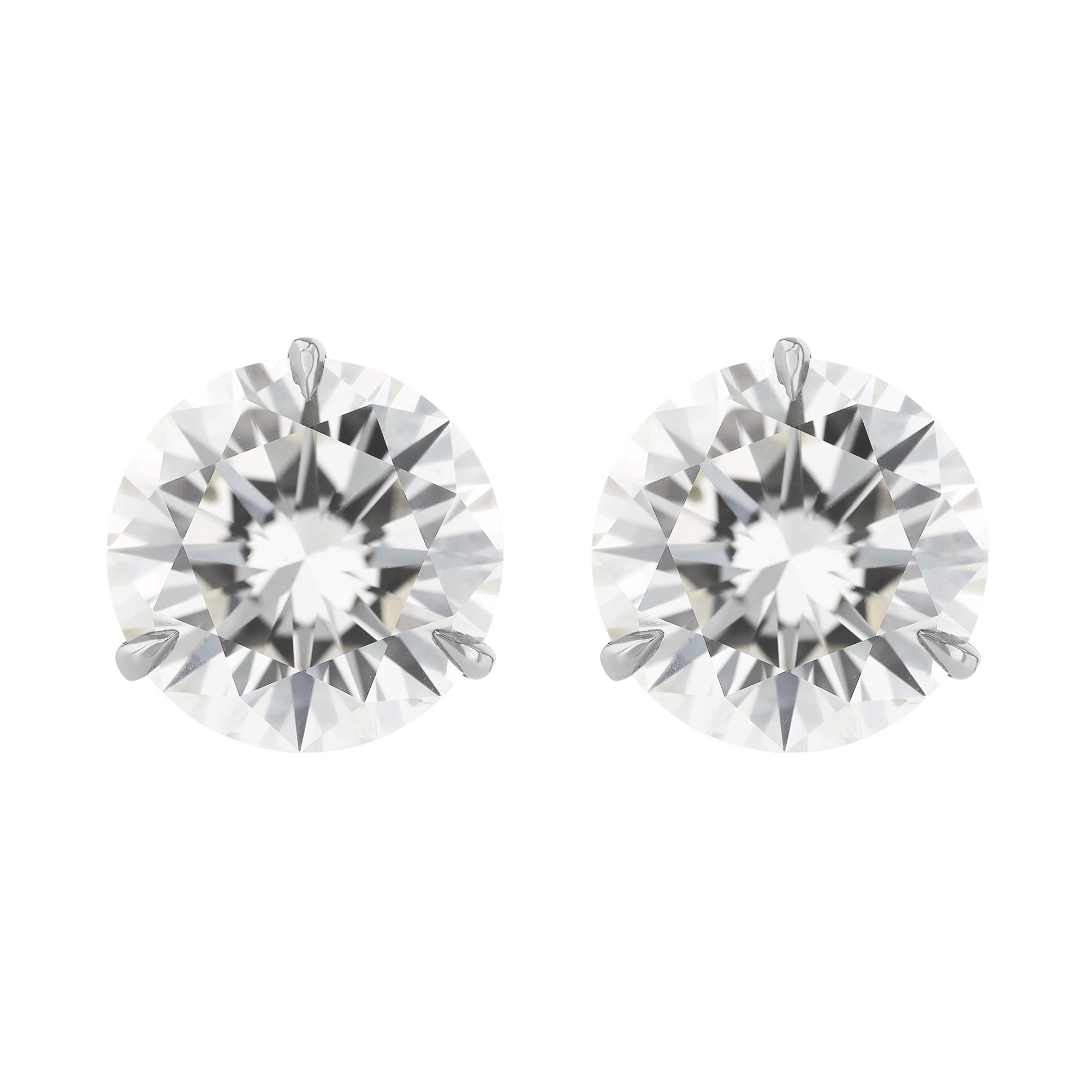 Round Diamond Stud Earrings in Platinum, KL/SI1, 10.50 cttw