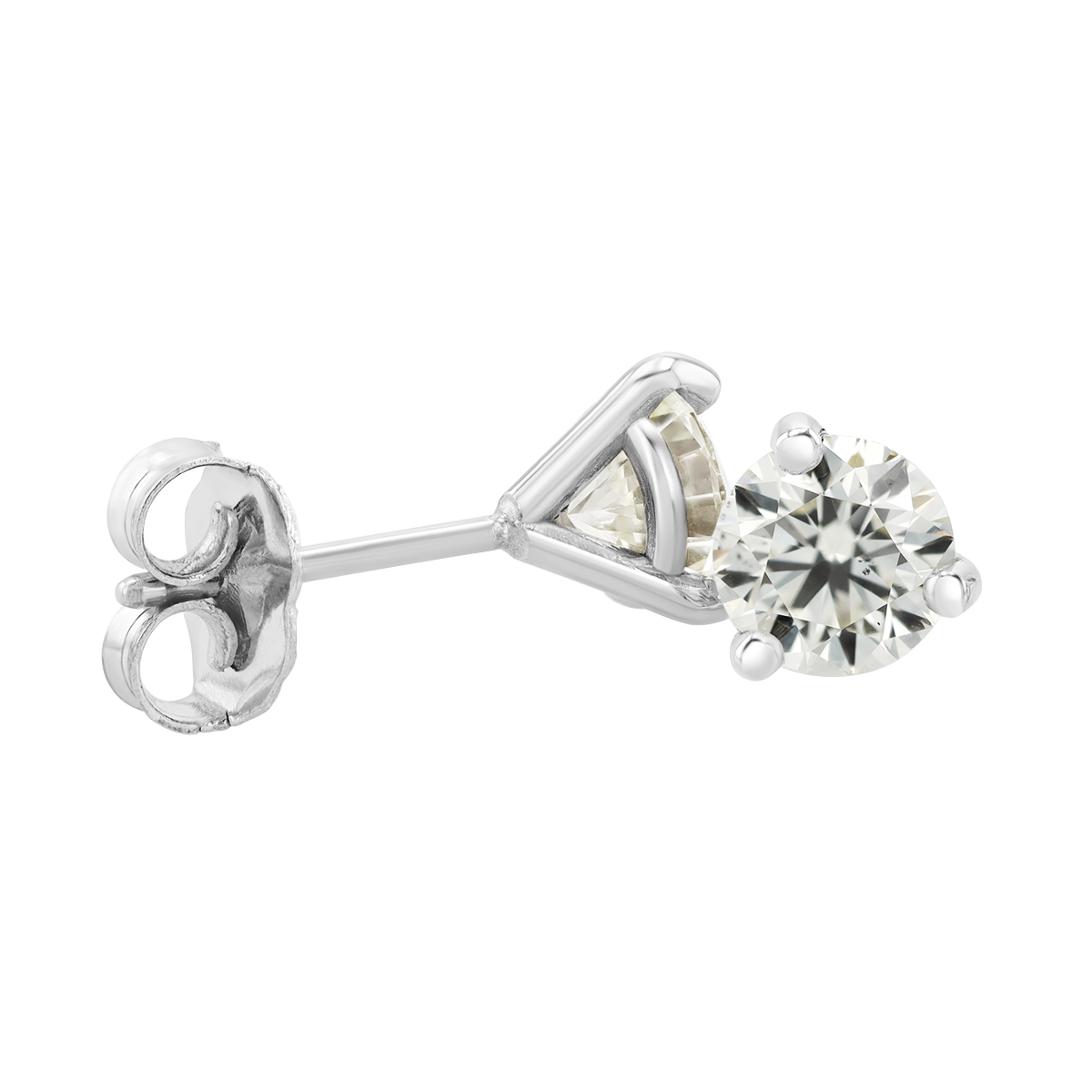 Round Diamond Stud Earrings in White Gold, PQ/SI, 1.10 cttw