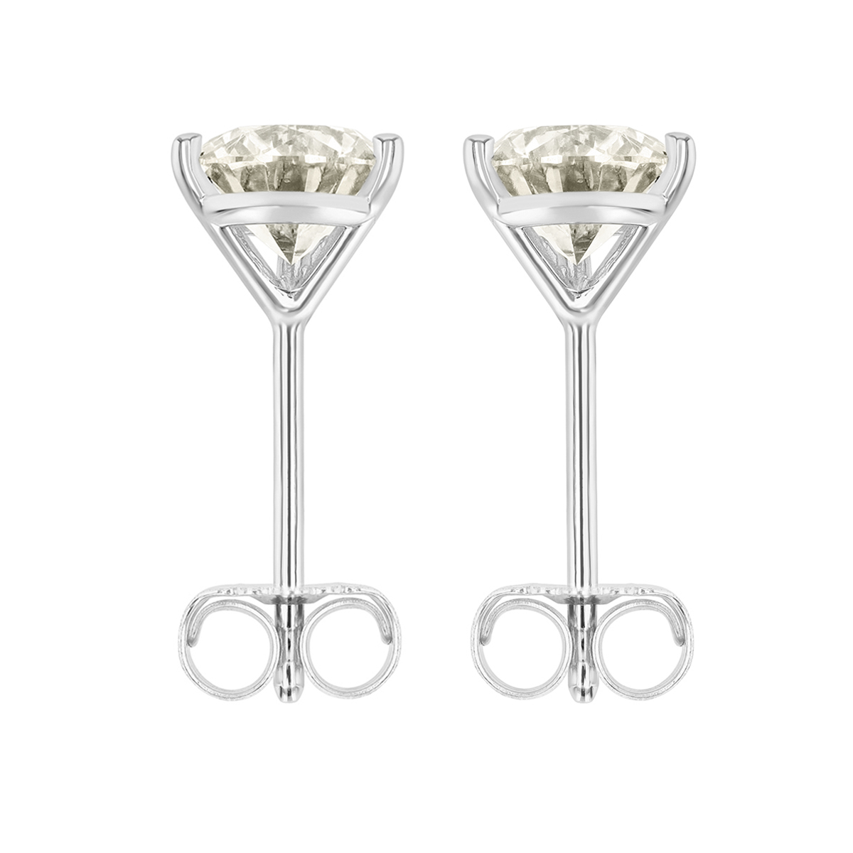 Round Diamond Stud Earrings in White Gold, PQ/SI, 1.10 cttw
