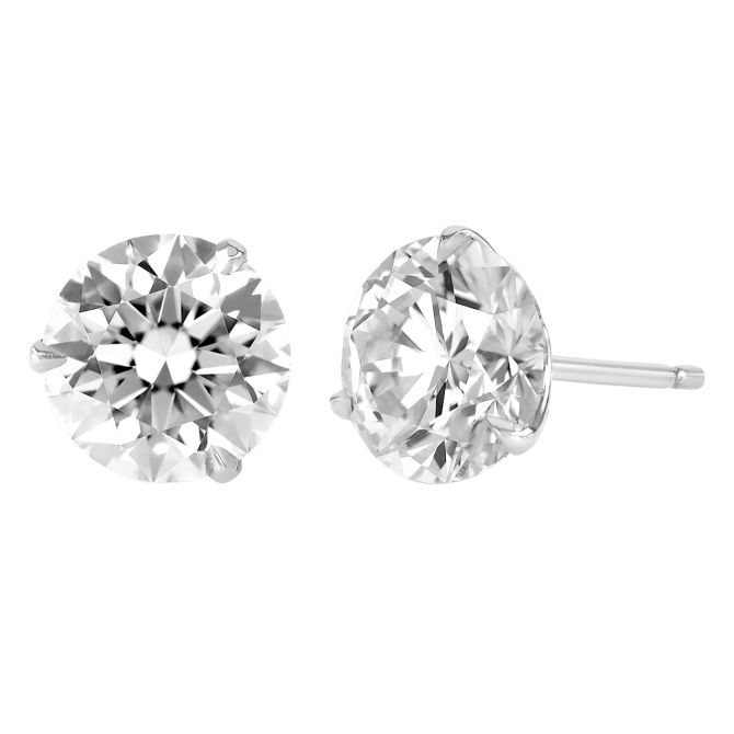 Rahaminov Round Diamond Stud Earrings in White Gold, KL/VS2, 5.15 cttw