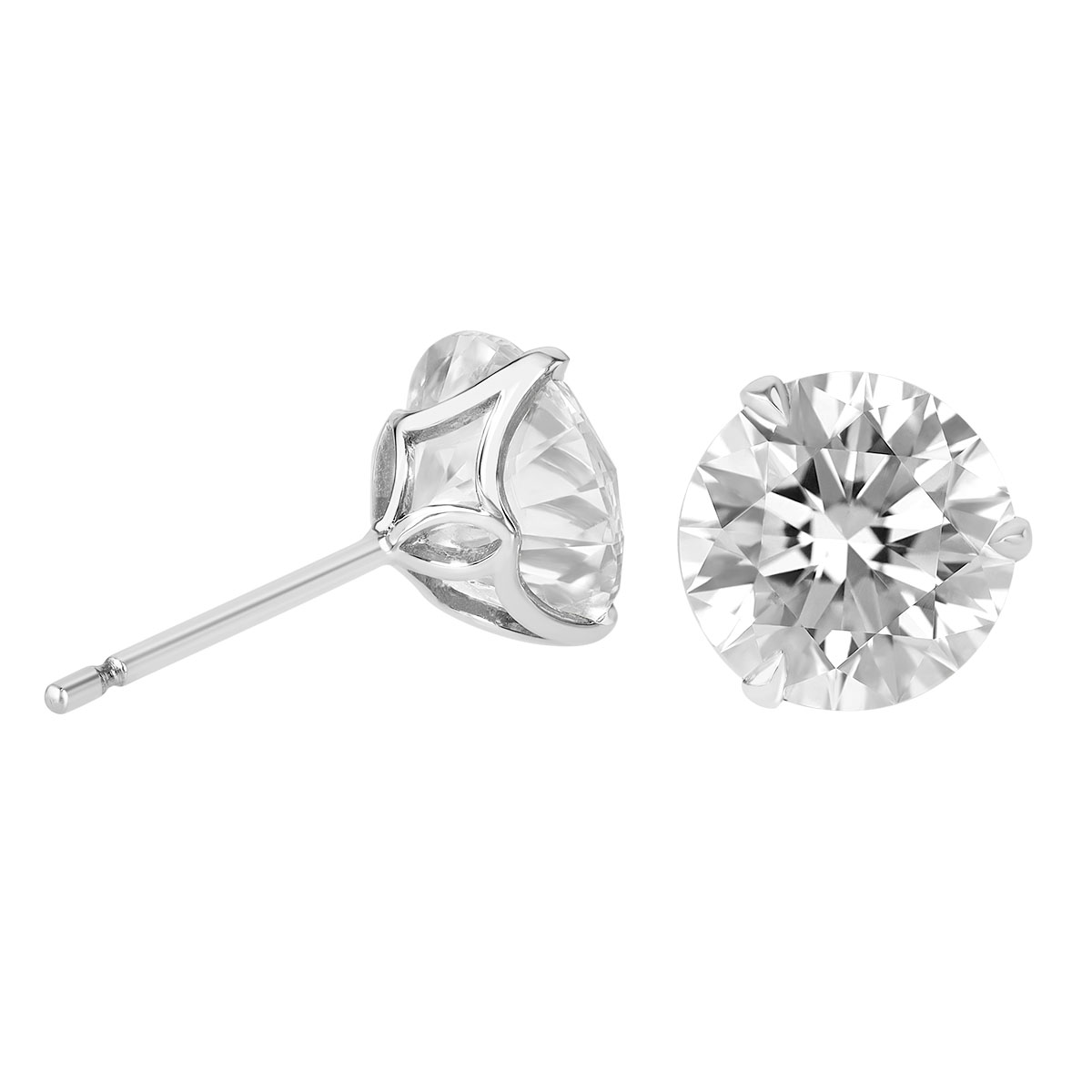 Rahaminov Round Diamond Stud Earrings in White Gold, KL/VS2, 5.15 cttw