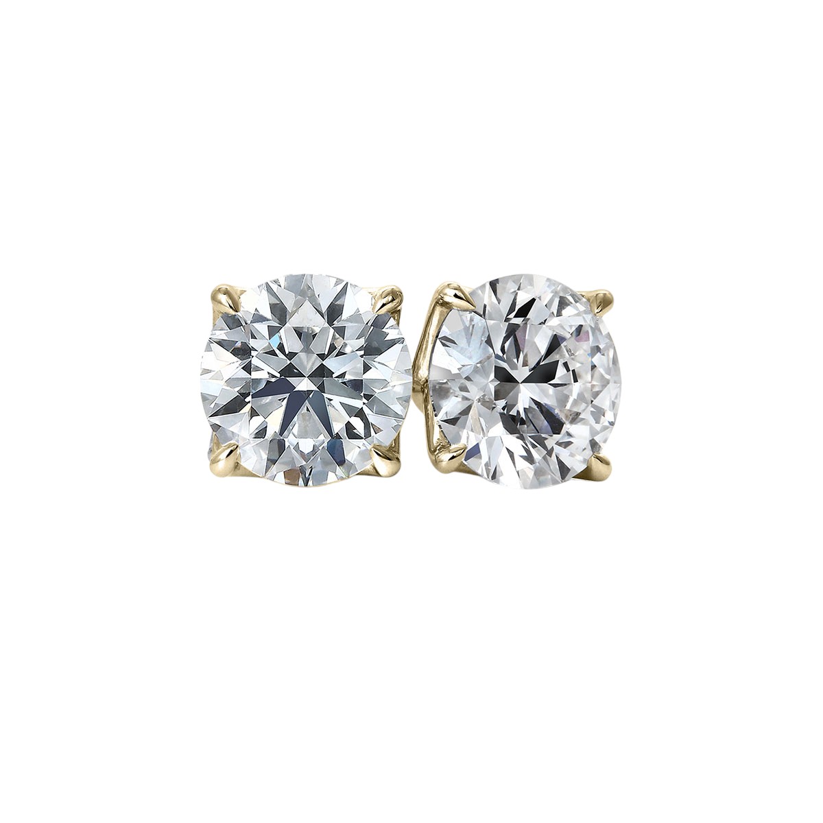 Clarity Diamond Signature Lab-Grown Round Diamond Stud Earrings in Yellow Gold, 3.18 cttw