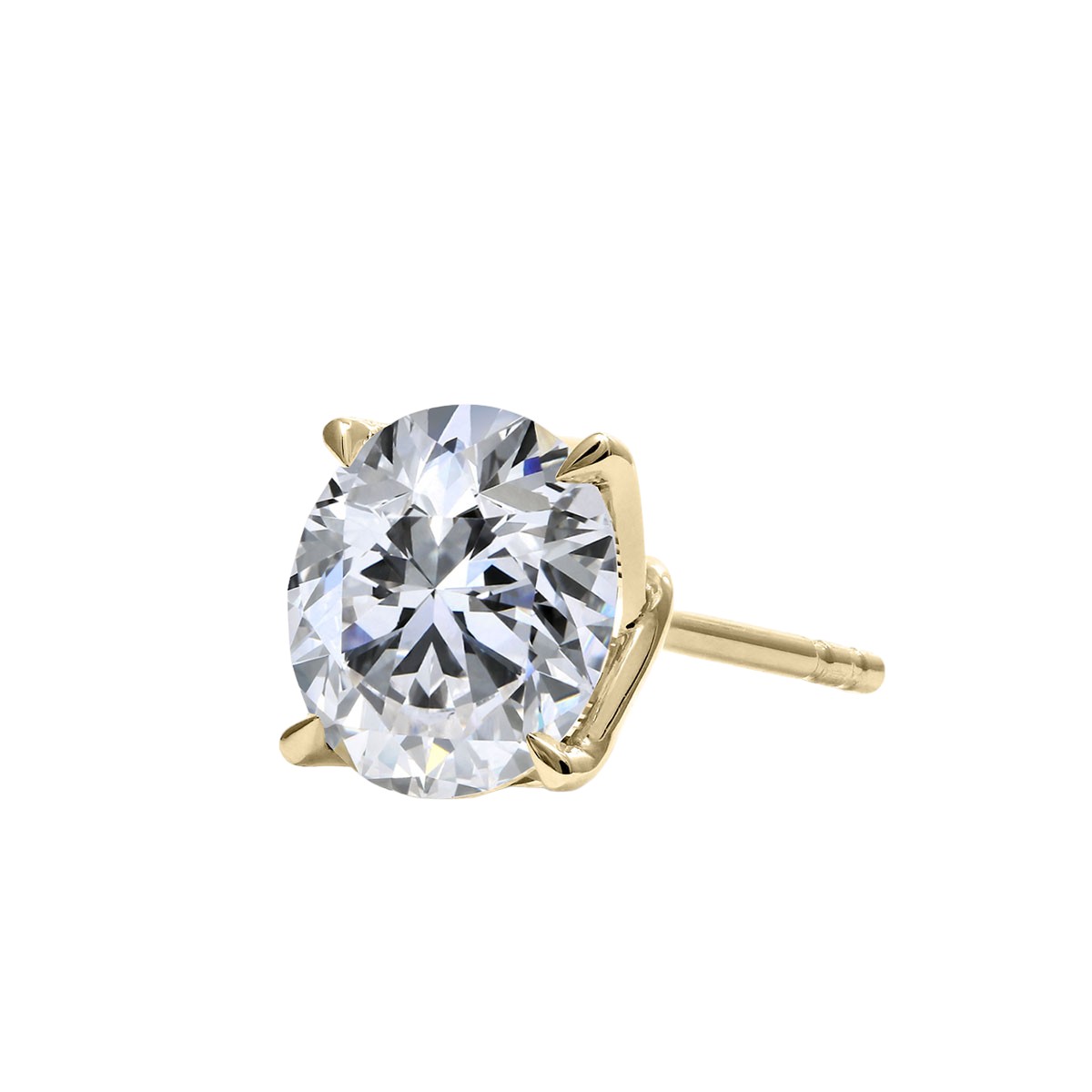 Clarity Diamond Signature Lab-Grown Round Diamond Stud Earrings in Yellow Gold, 3.18 cttw