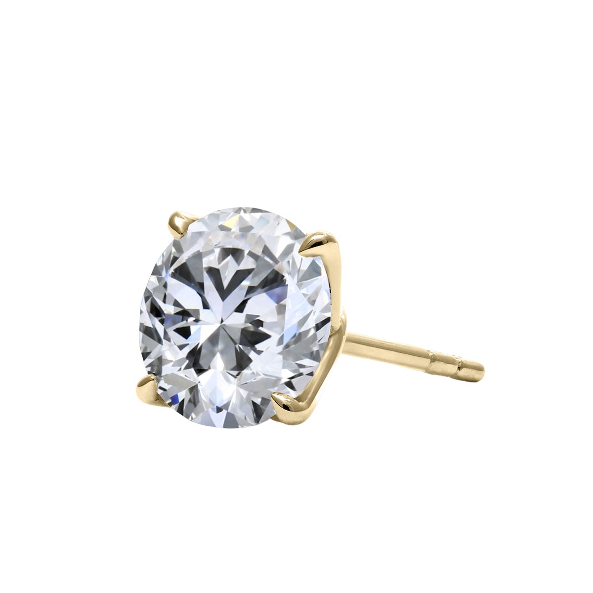 Clarity Diamond Signature Lab-Grown Round Diamond Stud Earrings in Yellow Gold, 4.15 cttw
