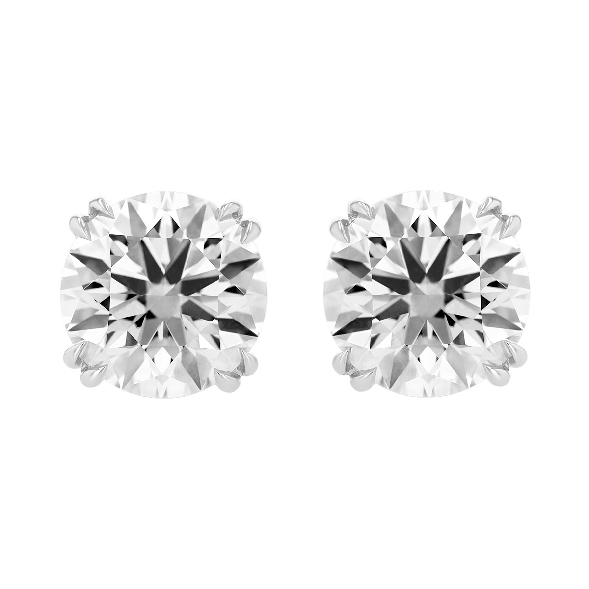 Clarity Diamond Signature Lab-Grown Round Diamond Double Prong Stud Earrings in White Gold, 8.76cttw
