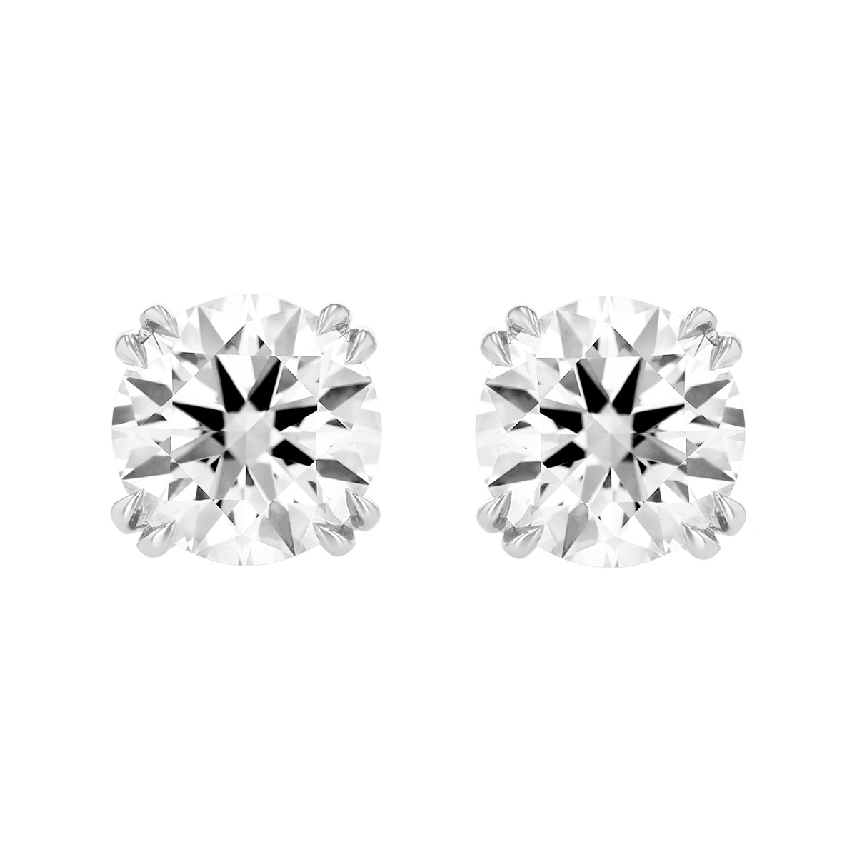 Clarity Diamond Signature Lab-Grown Round Diamond Double Prong Stud Earrings in White Gold, 6.09cttw
