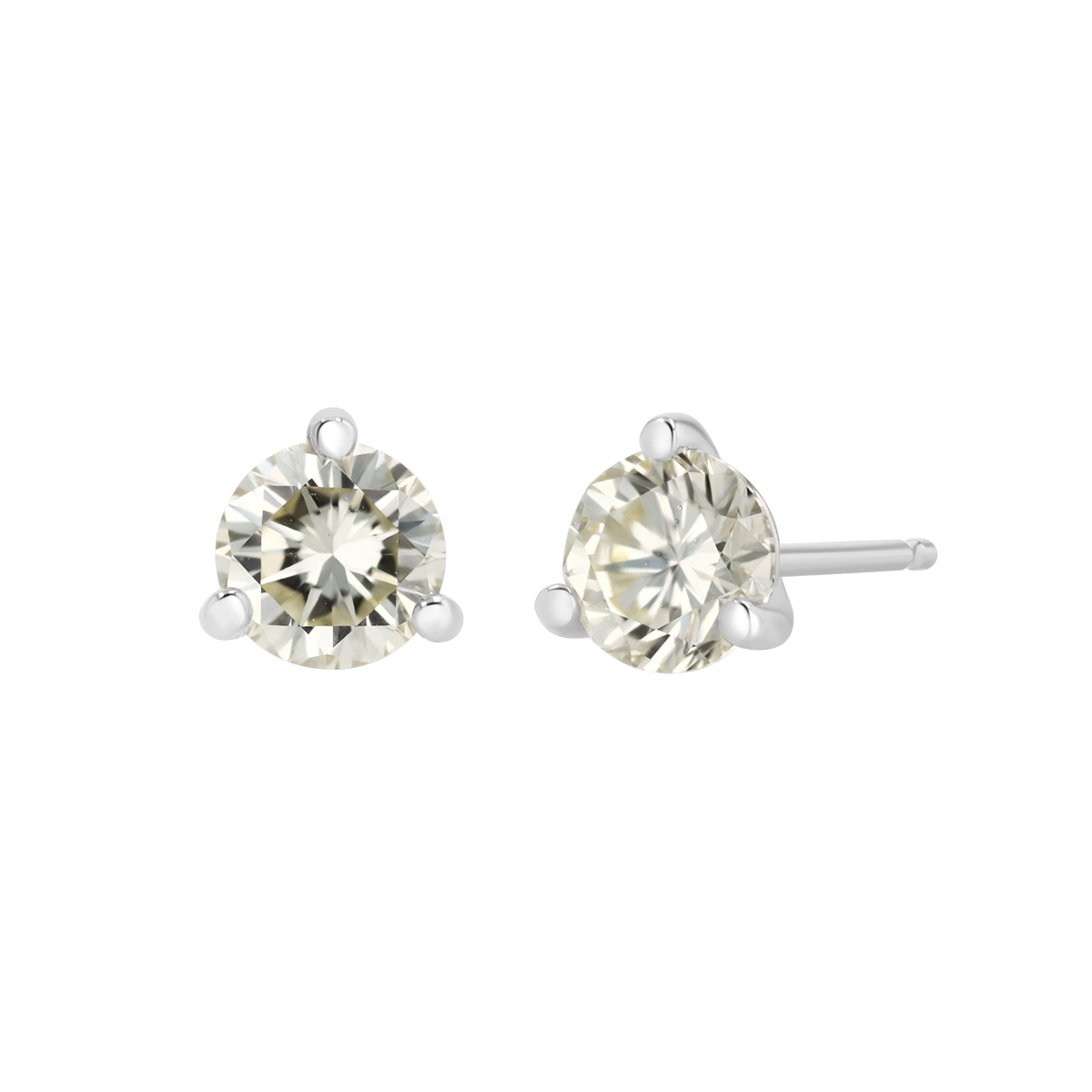Round Diamond Stud Earrings in White Gold, ST/VS2-SI1, 1.15 cttw