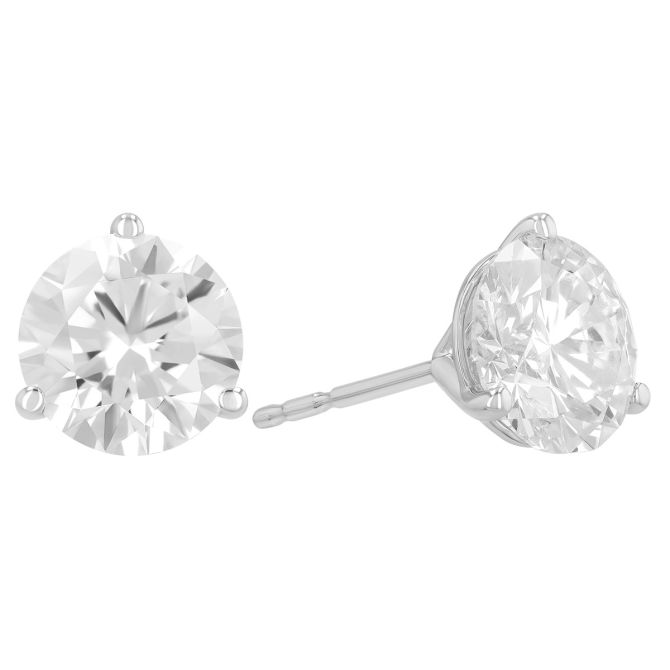 ALTR Round Lab Grown Diamond Stud Earrings in 14K White Gold, 3.02 cttw