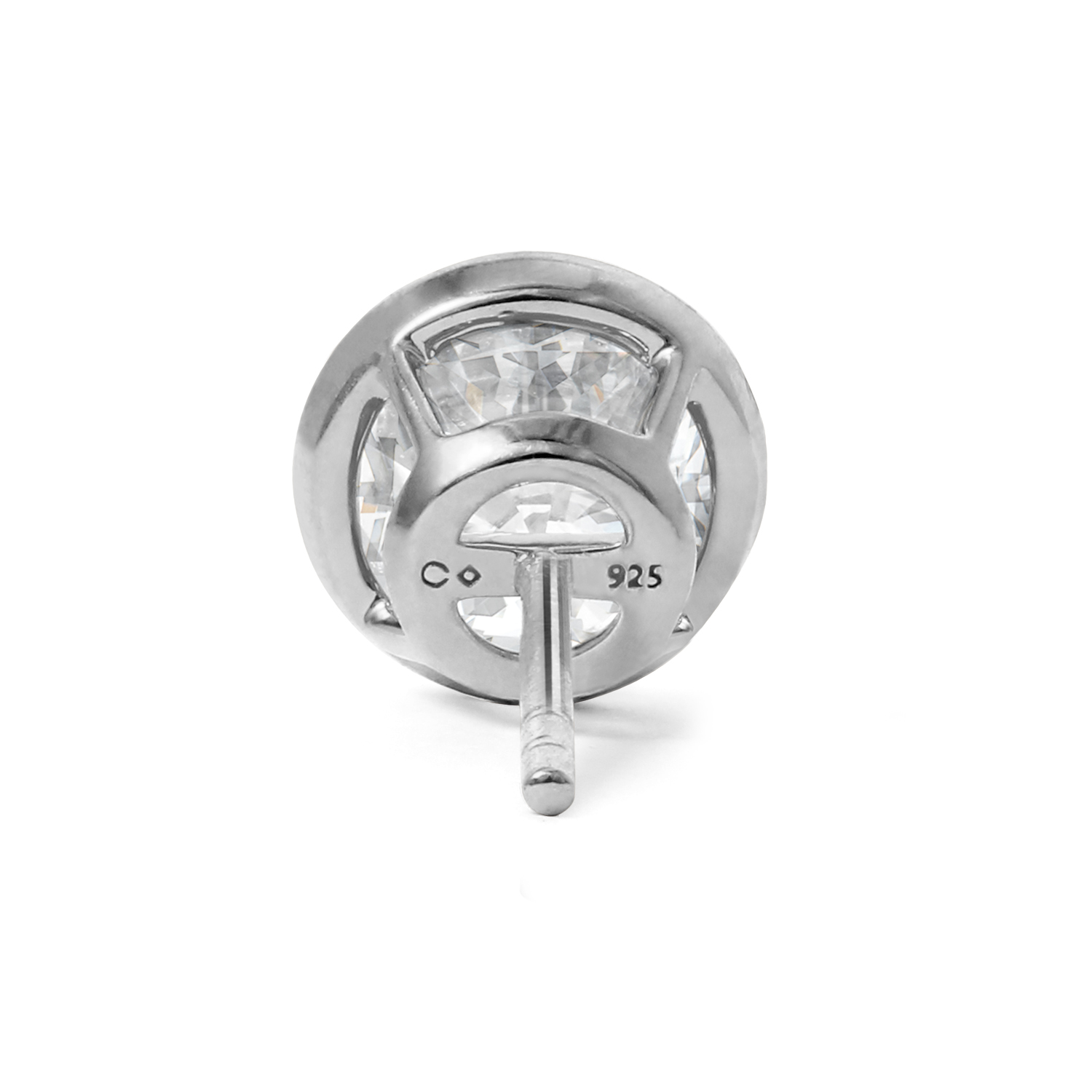 Clarity Diamond Signature Lab-Grown Bezel Set Round Diamond Stud Earrings in White Gold, 3.09 cttw