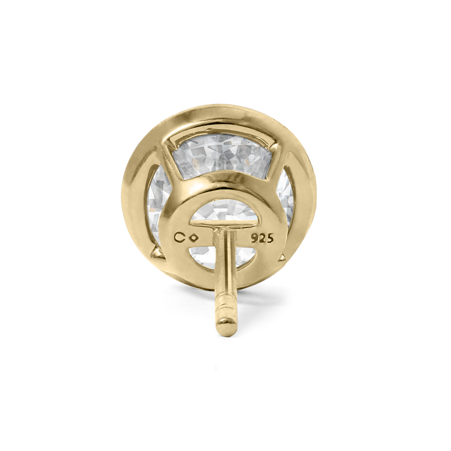 Clarity Diamond Signature Lab-Grown Bezel Set Round Diamond Stud Earrings in Yellow Gold, 3.11 cttw