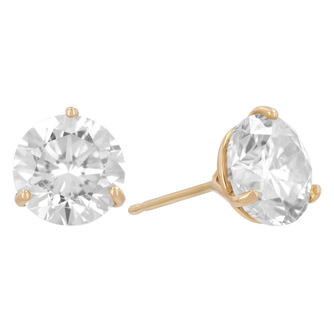 Round Diamond Stud Earrings in Yellow Gold, ST/I1, 4.62 cttw