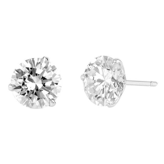 Rahaminov Round Diamond Stud Earrings in White Gold, J/SI2, 4.03 cttw