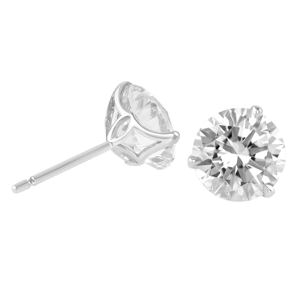 Rahaminov Round Diamond Stud Earrings in White Gold, J/SI2, 4.03 cttw