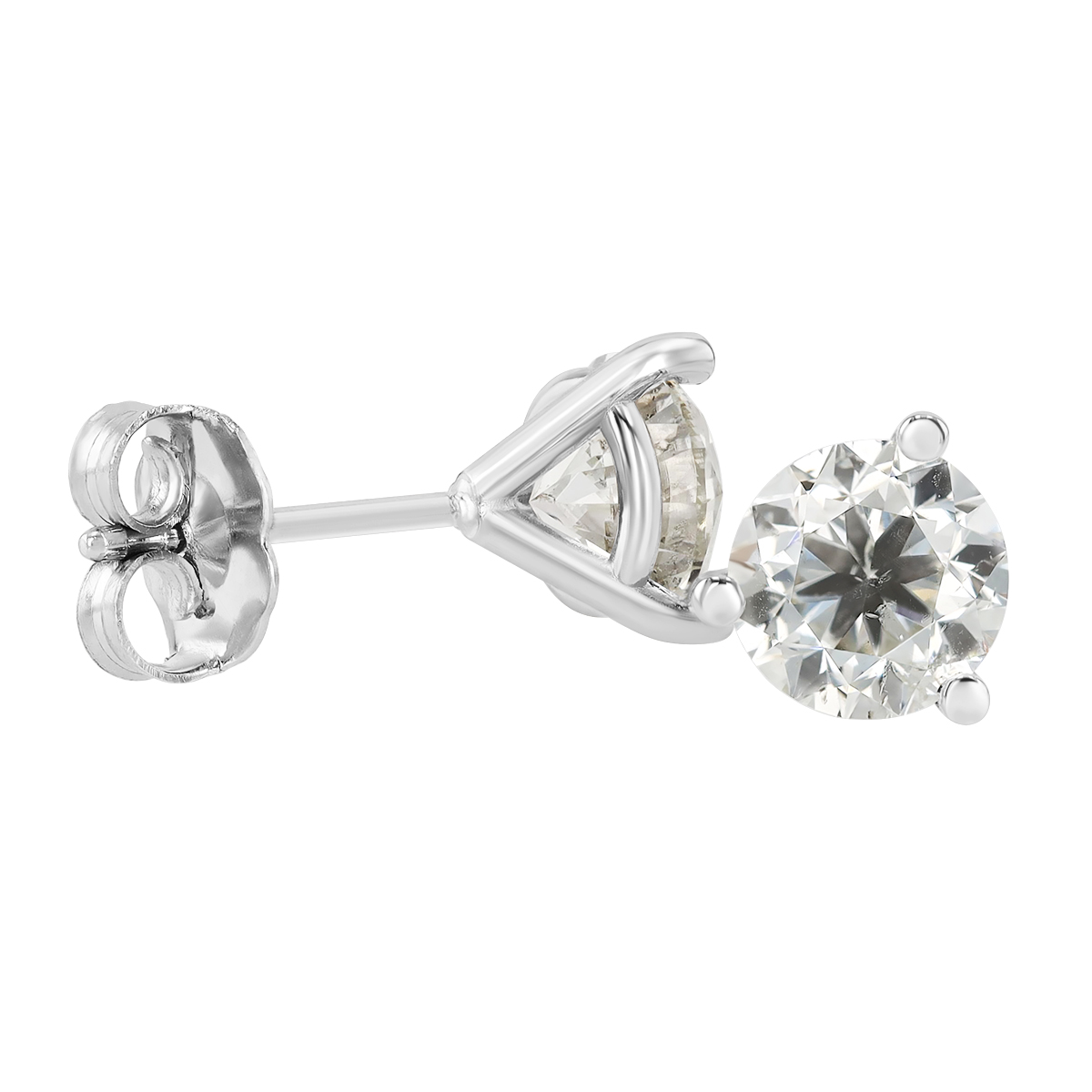 Round Diamond Stud Earrings in White Gold, R-JK/I1, 1.79 cttw