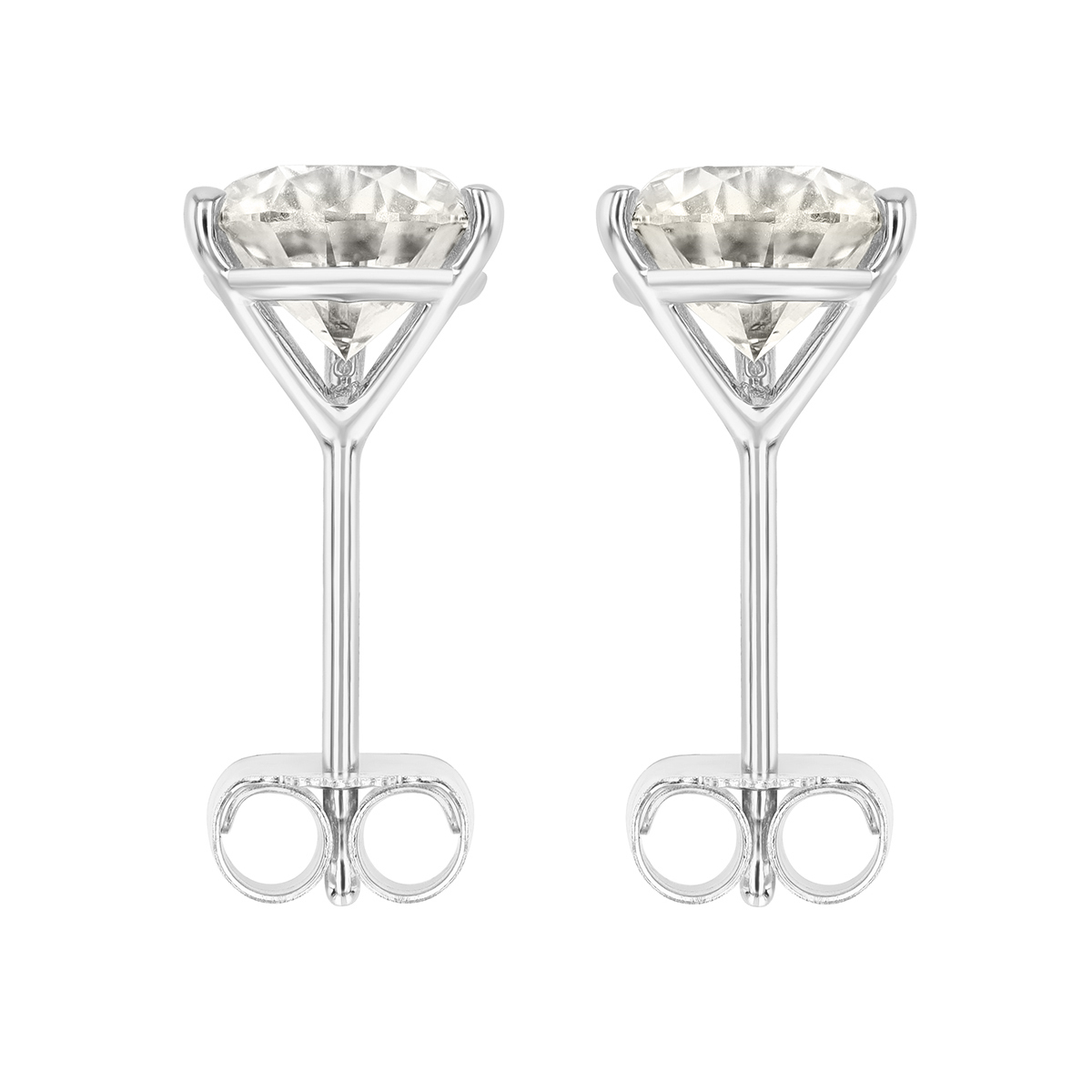 Round Diamond Stud Earrings in White Gold, R-JK/I1, 1.79 cttw