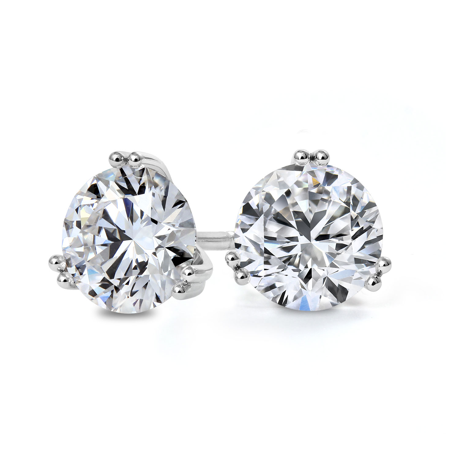 Clarity Diamond Afloat Lab-Grown Round Diamond Stud Earrings in White Gold, 3.17 cttw