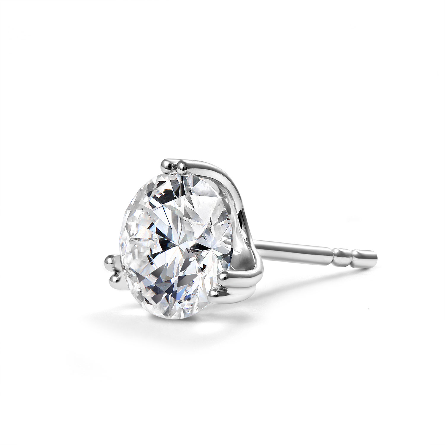 Clarity Diamond Afloat Lab-Grown Round Diamond Stud Earrings in White Gold, 3.17 cttw